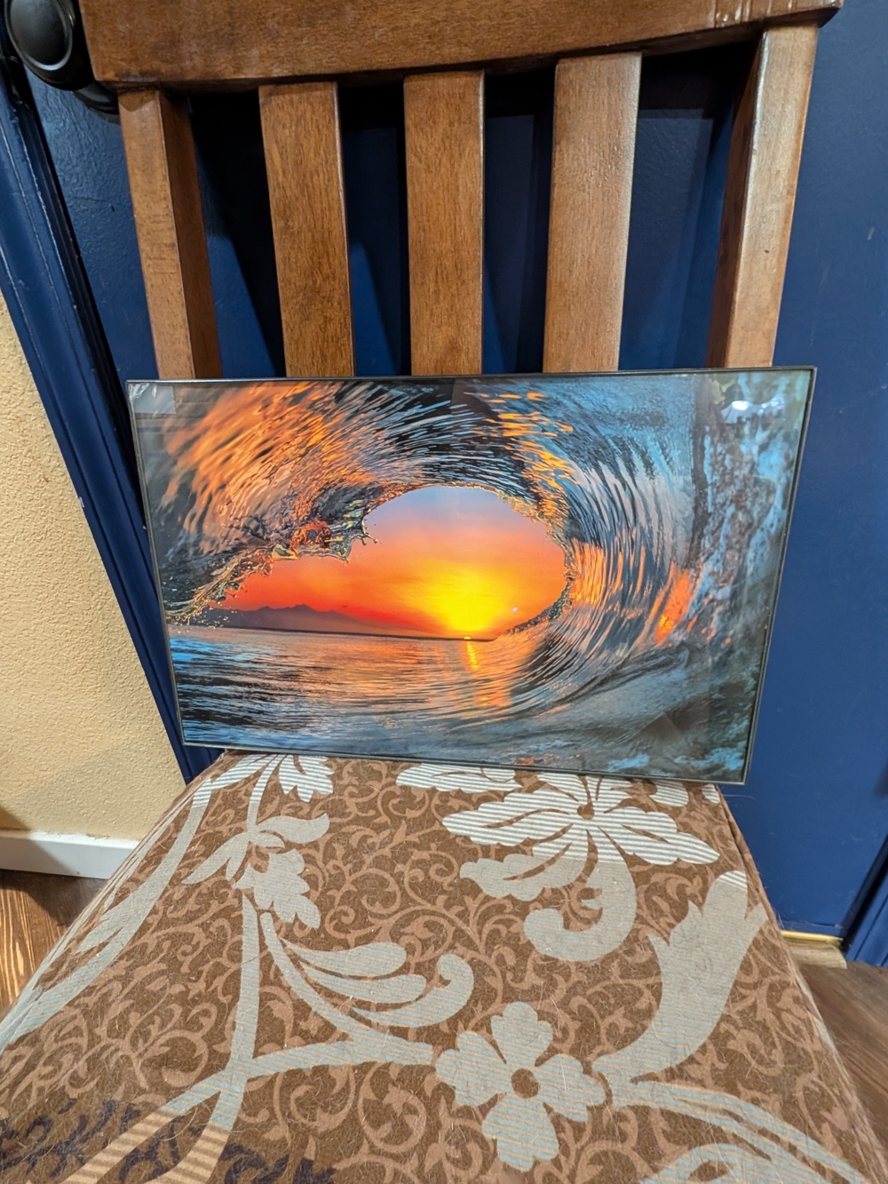 Ocean Wave Sunset Wall Art Coastal Surf Decor 17.25 x 11.25